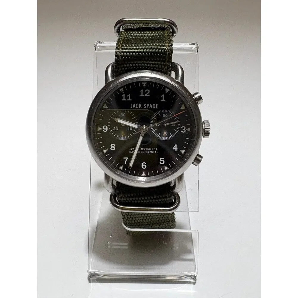 Jack Spade Norton 2-Eye Chronograph Stainless Steel Black Watch 38mm 2 Bands